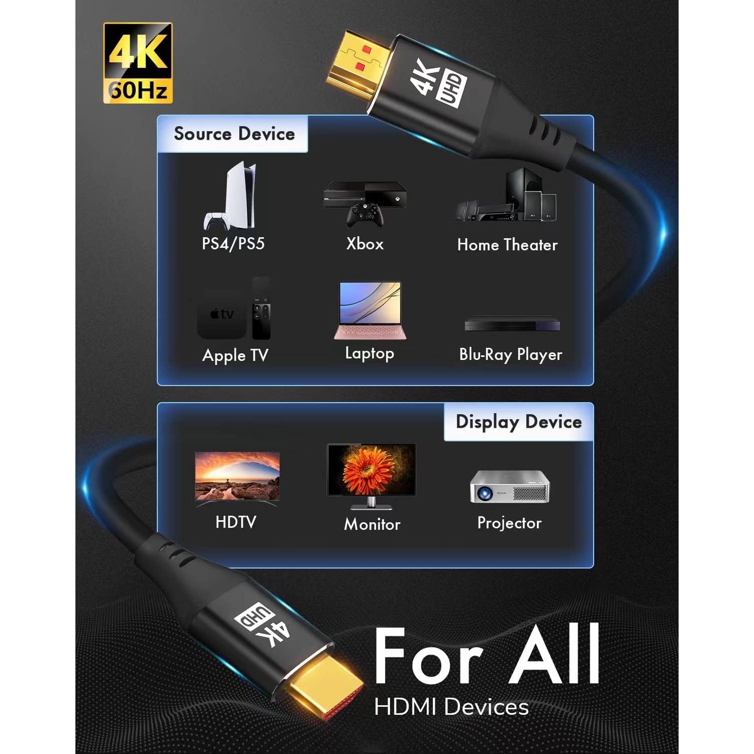 Cable HDMI KELink 4K 60Hz 1FT CL3 Alta Velocidad Negro
