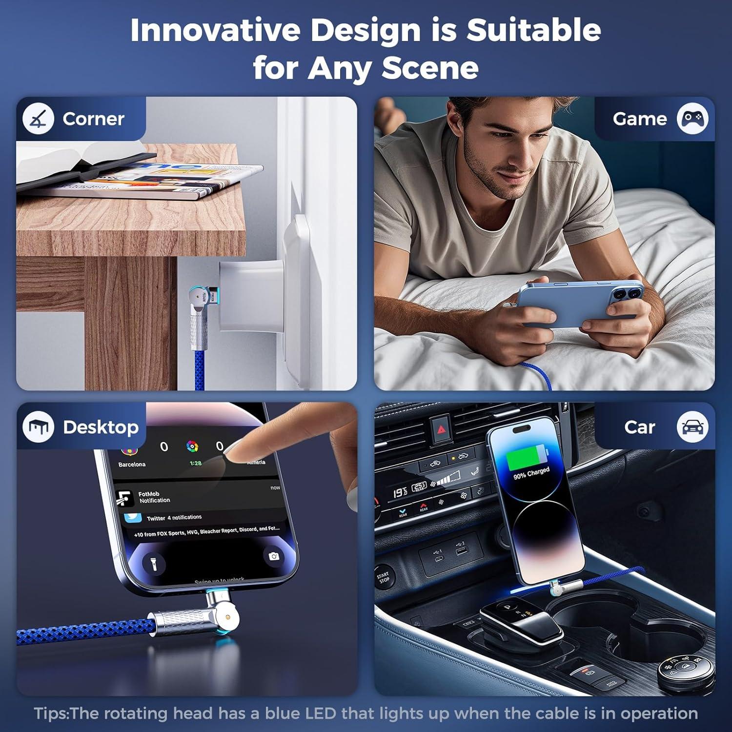 Cable USB C a USB C 2.0m 240W Pinxin - Paquete de 2 Azul