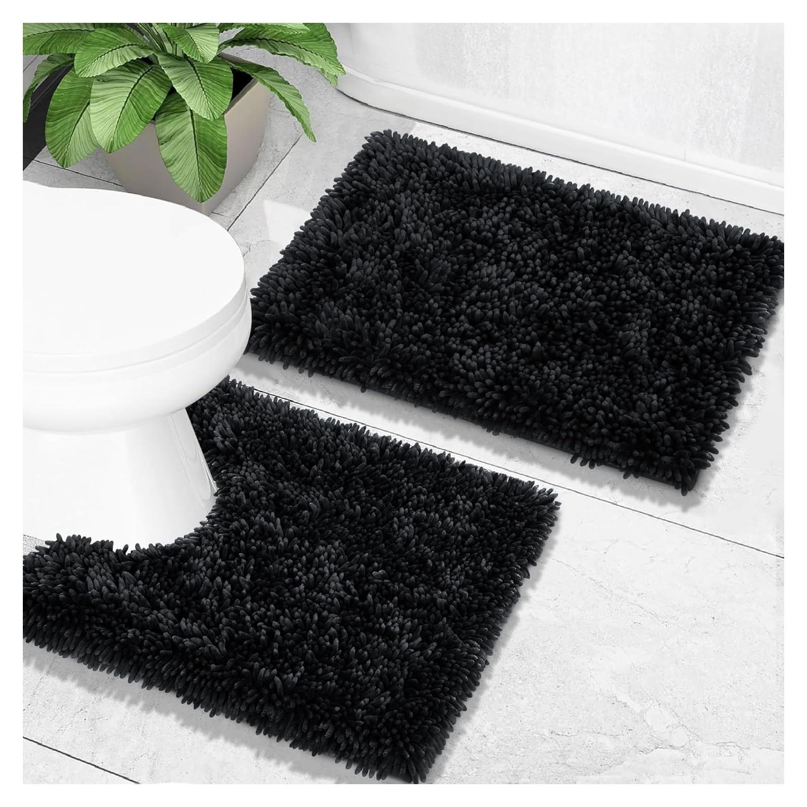 Conjunto de Alfombrillas de Baño Yimobra 2 Piezas Negro