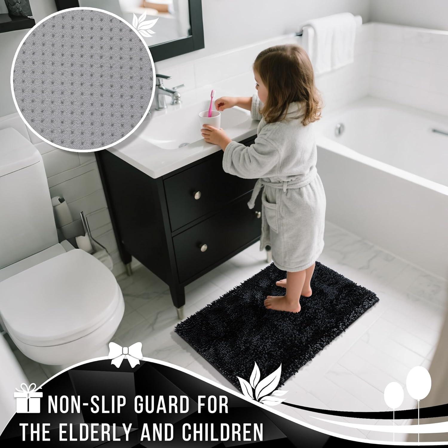 Conjunto de Alfombrillas de Baño Yimobra 2 Piezas Negro