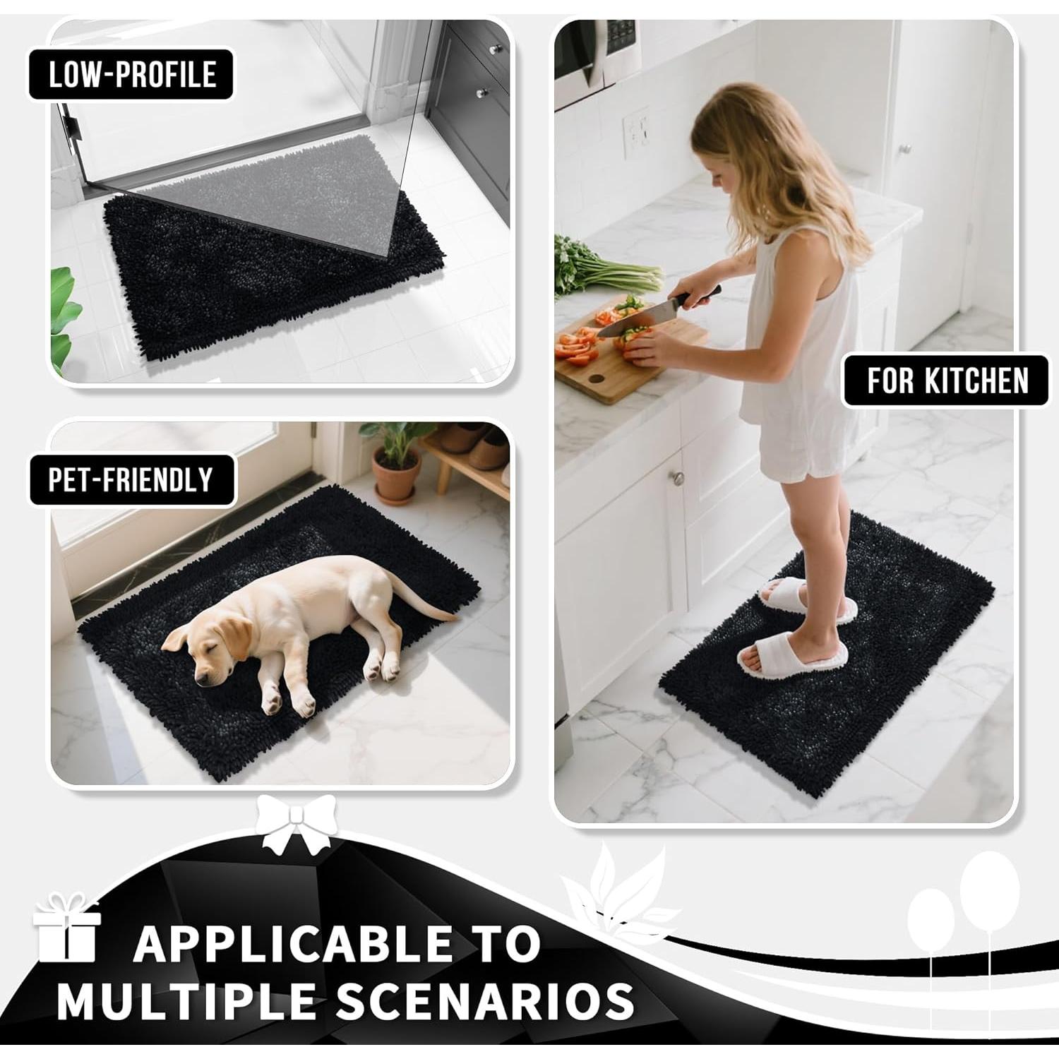 Conjunto de Alfombrillas de Baño Yimobra 2 Piezas Negro