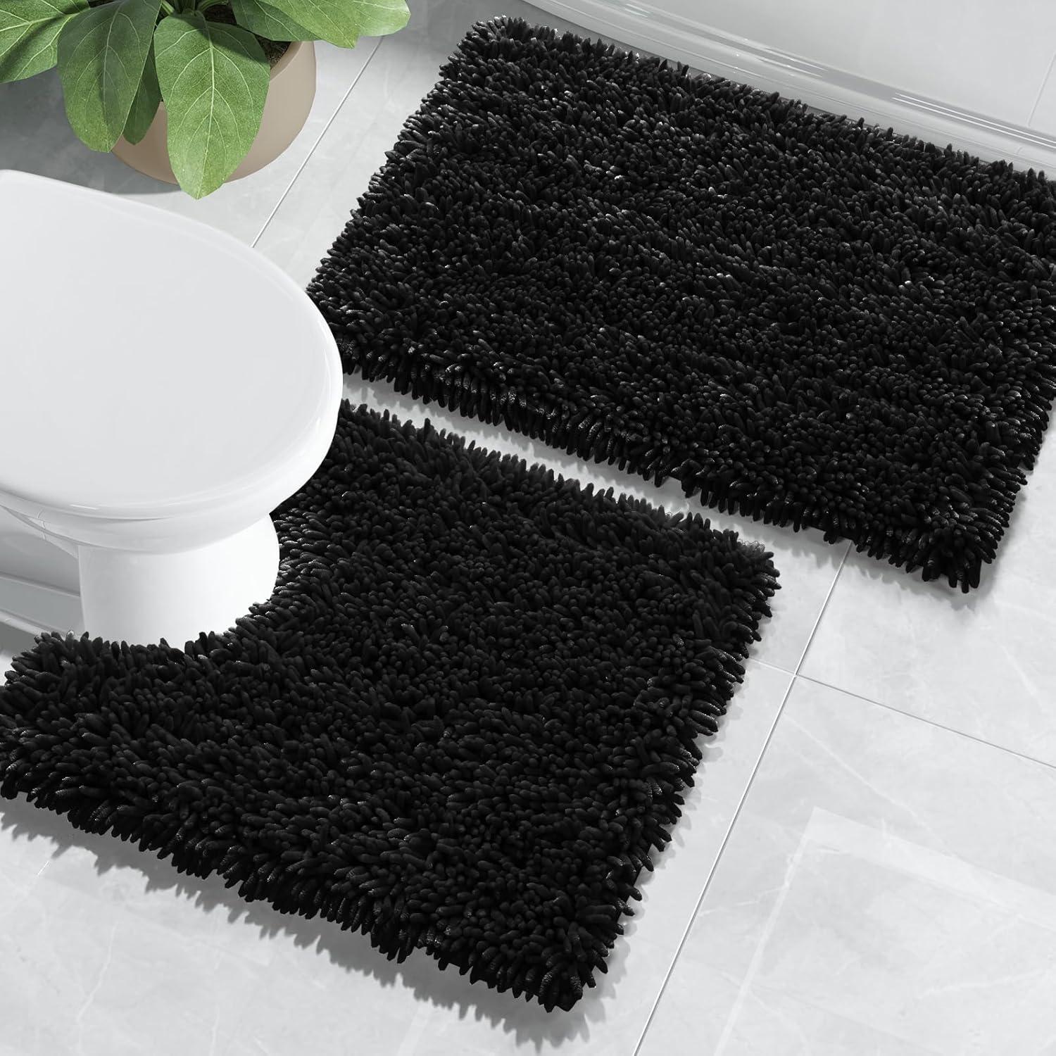 Conjunto de Alfombrillas de Baño Yimobra 2 Piezas Negro