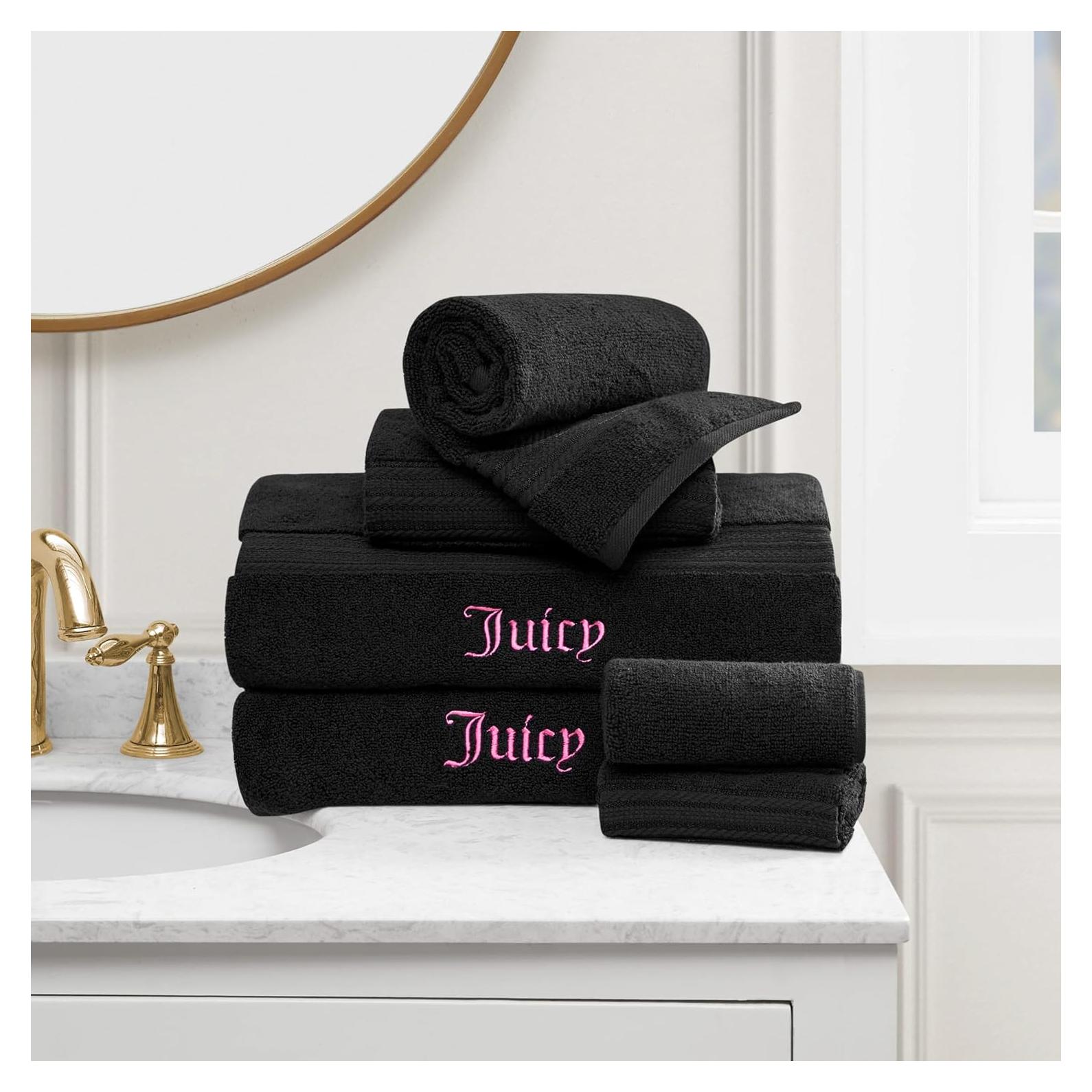 Juego de Toallas de Baño Juicy Couture Alyssa 6 Piezas Algodón Negro