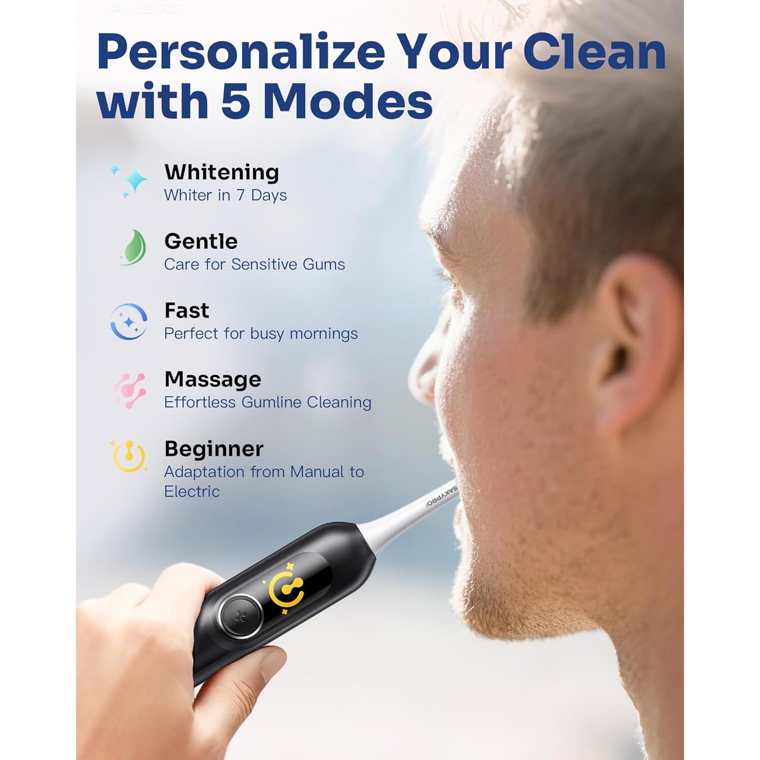 Cepillo de dientes eléctrico Sakyproal G5S con pantalla inteligente