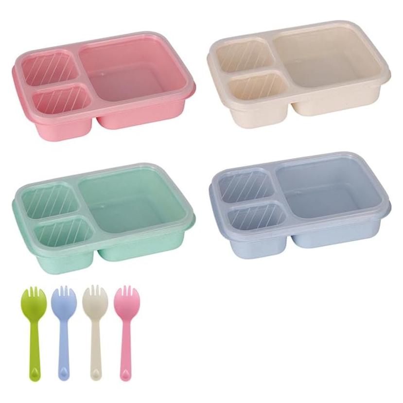 Caja Bento Reutilizable ZSYSUP 4 Compartimentos 24.8x18.3cm