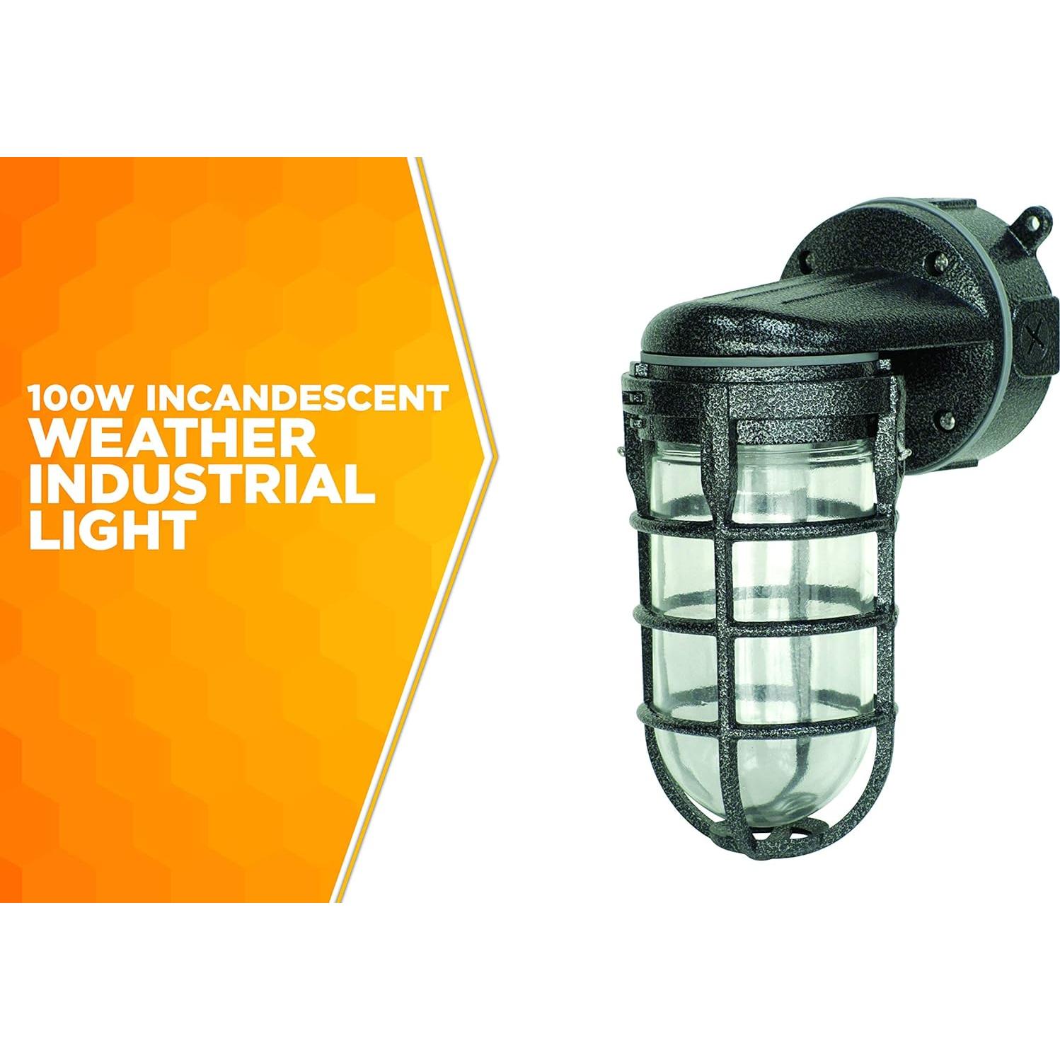 Luz de Montaje en Pared Woods L1707SVBLK 100W Negro Martillado