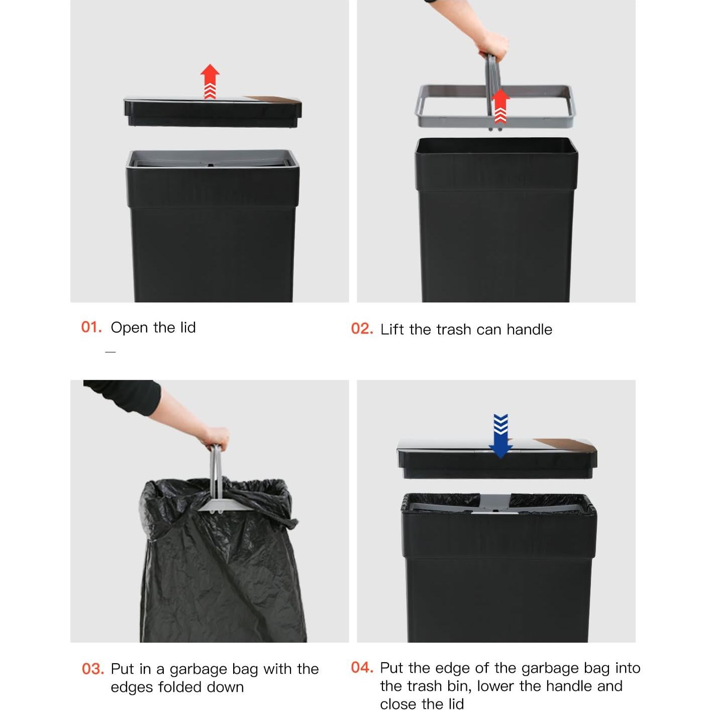 Basurero Automático PayLessHere 50L Negro con Sensor de Movimiento