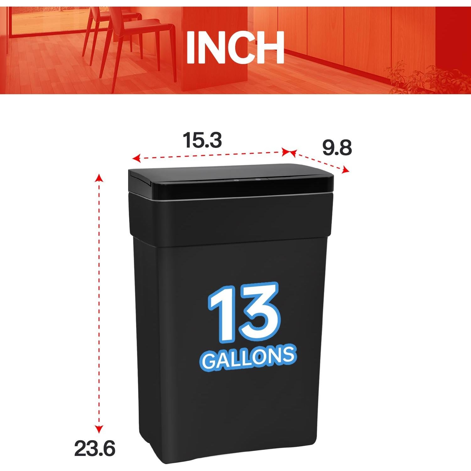 Basurero Automático PayLessHere 50L Negro con Sensor de Movimiento