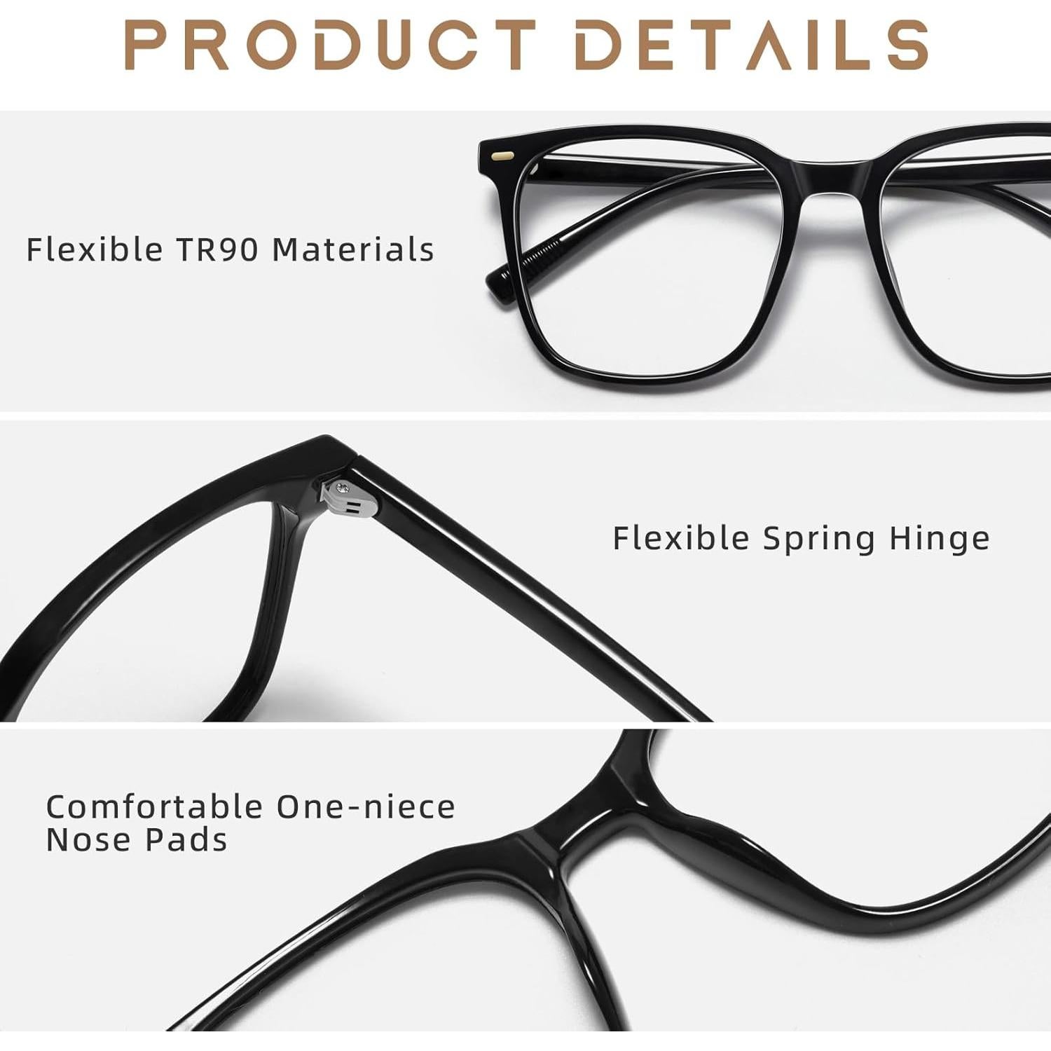 Gafas de bloqueo de luz azul TR20256C1 para adultos - Negro