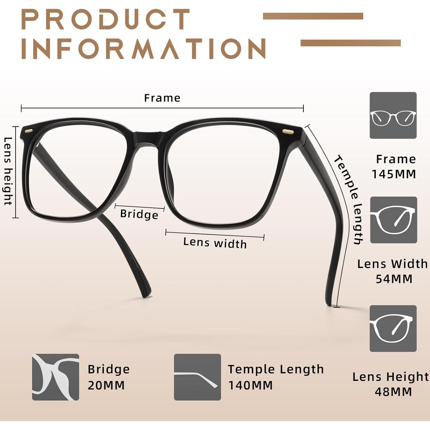 Gafas de bloqueo de luz azul TR20256C1 para adultos - Negro