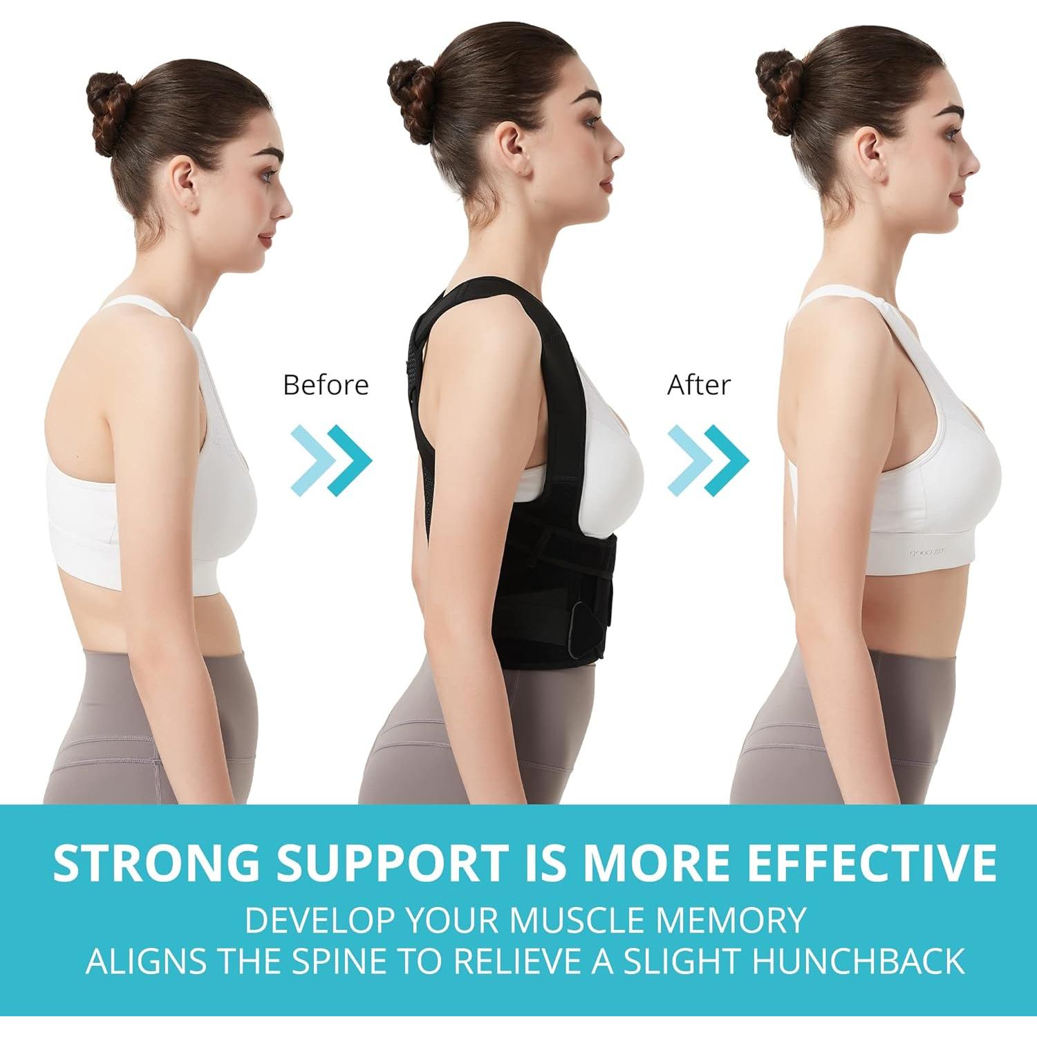 Corrector de Postura SHAPERKY Ajustable para Espalda - Negro Pequeño