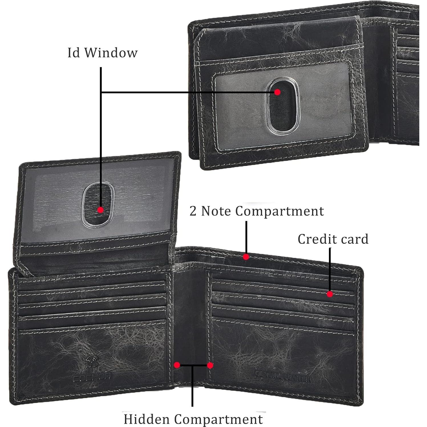 Billetera Bifold Cochoa Hombre Cuero Genuino RFID Antracita