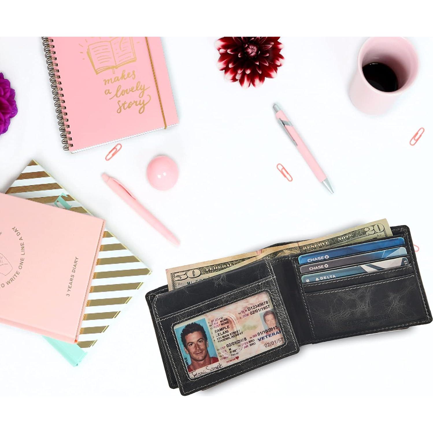 Billetera Bifold Cochoa Hombre Cuero Genuino RFID Antracita