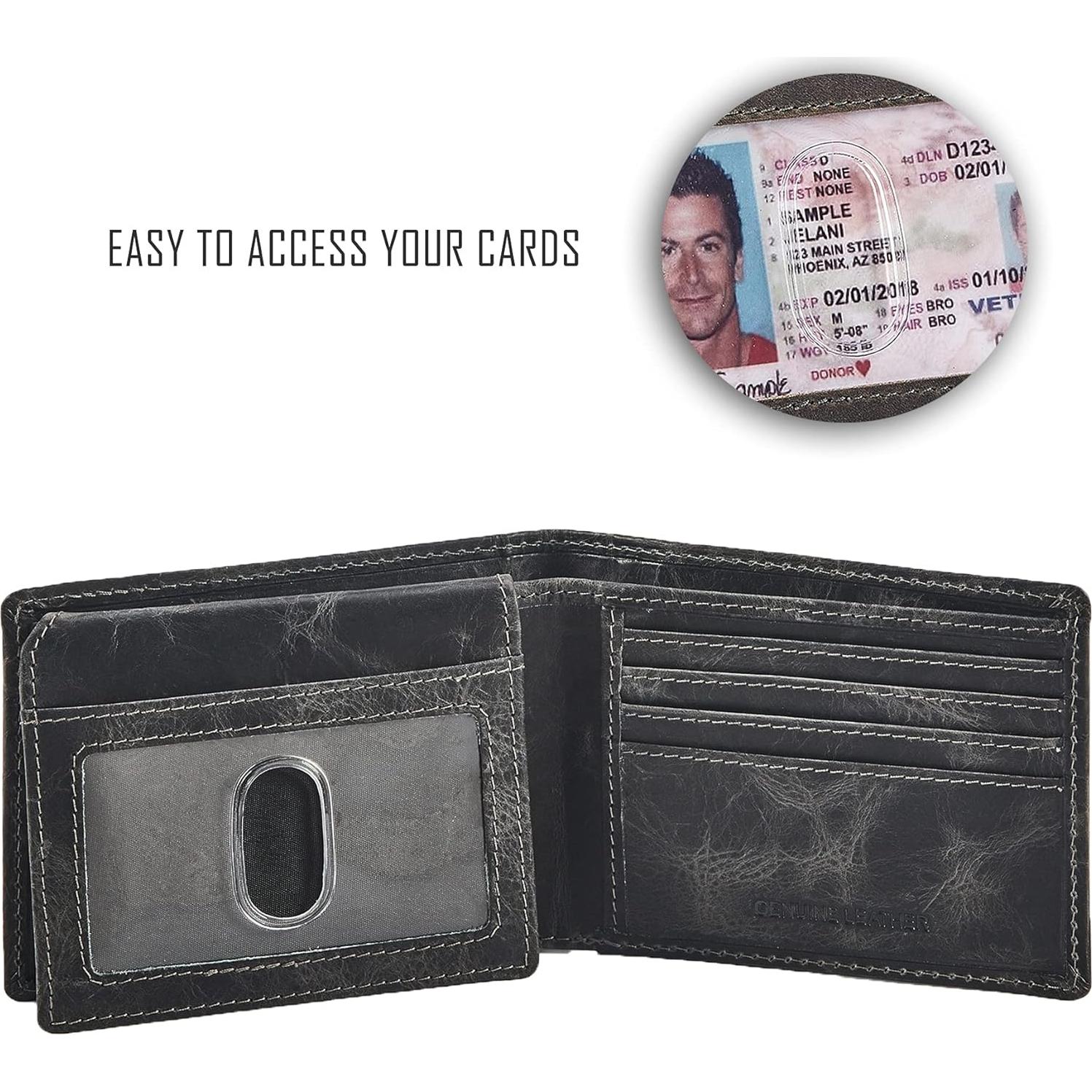 Billetera Bifold Cochoa Hombre Cuero Genuino RFID Antracita