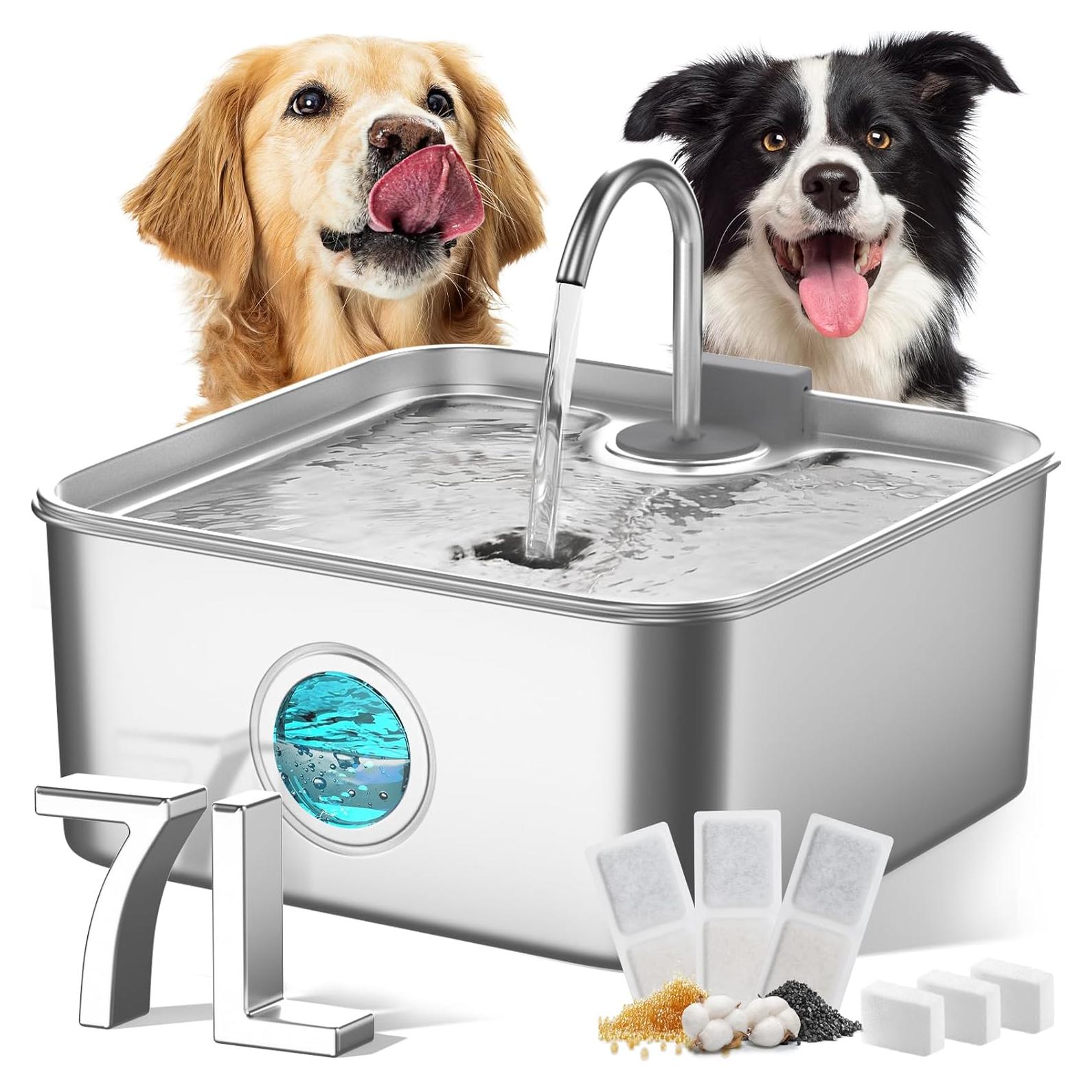 Fuente de Agua para Perros FUKUMARU 7L Acero Inoxidable Silenciosa