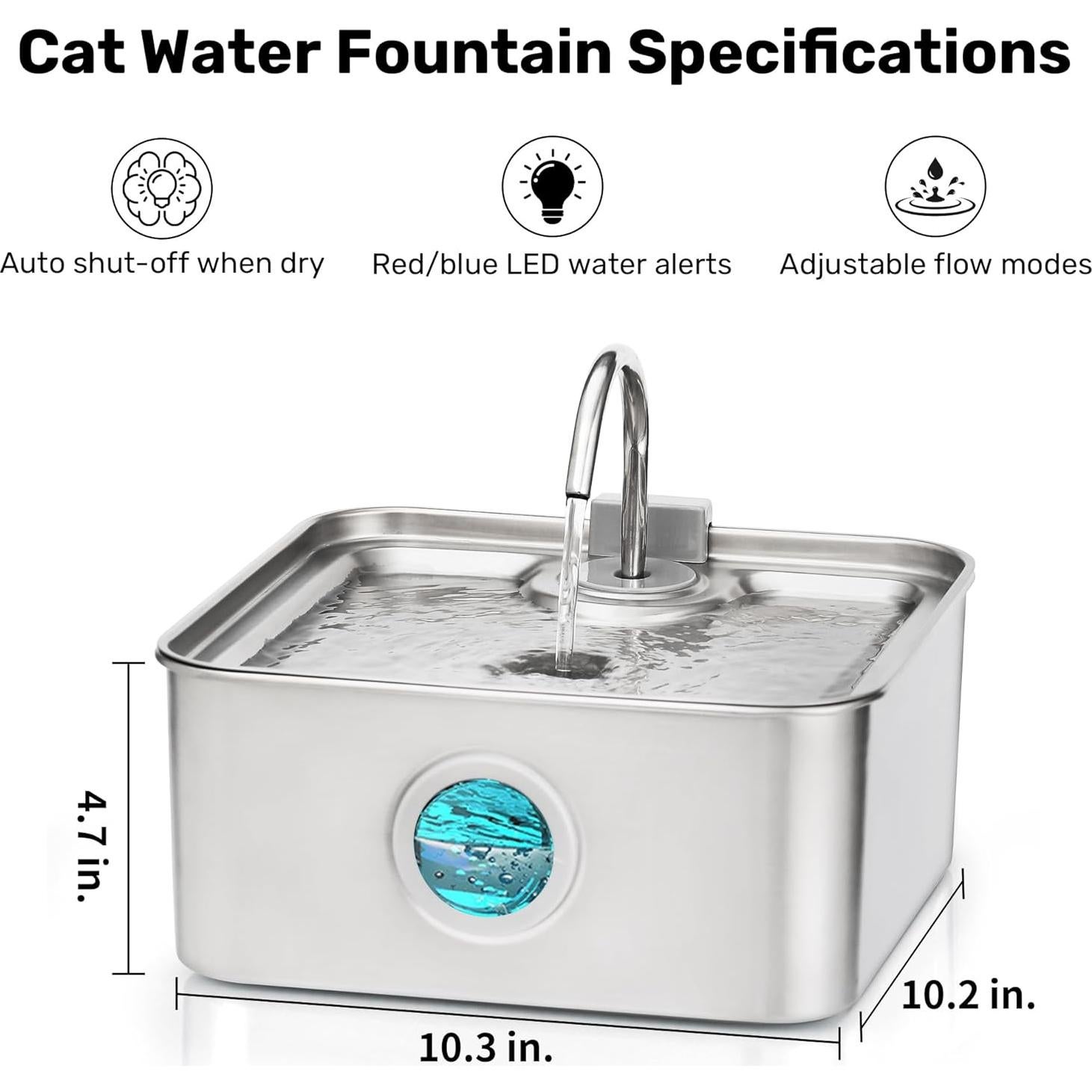 Fuente de Agua para Perros FUKUMARU 7L Acero Inoxidable Silenciosa