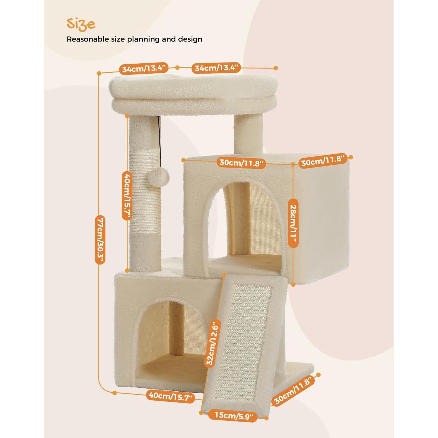 Árbol para Gatos PAWZ Road 76 cm con Duales Condominios Beige