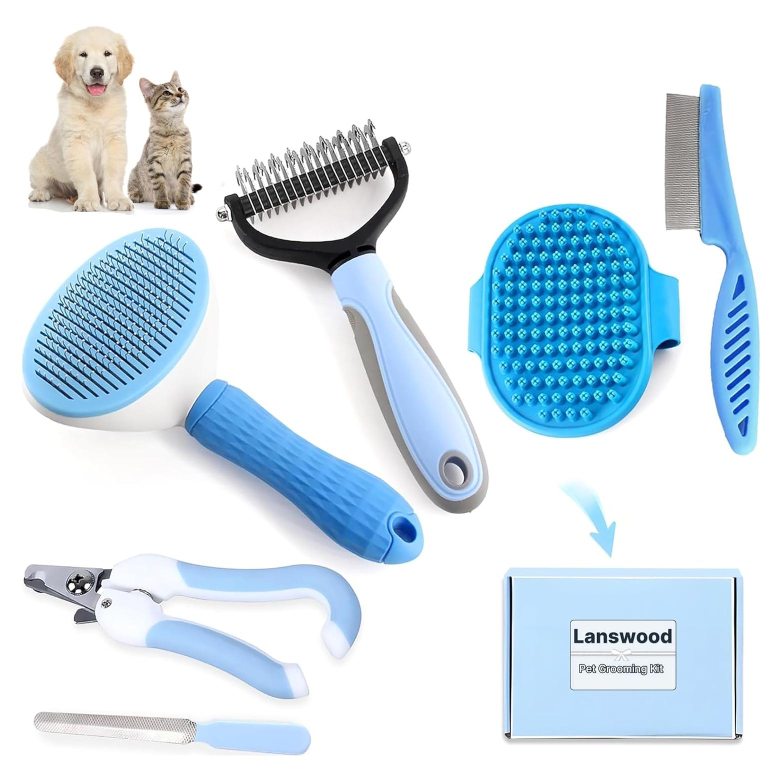 Kit de Cepillos para Perros Lanswood 6 Piezas Azul