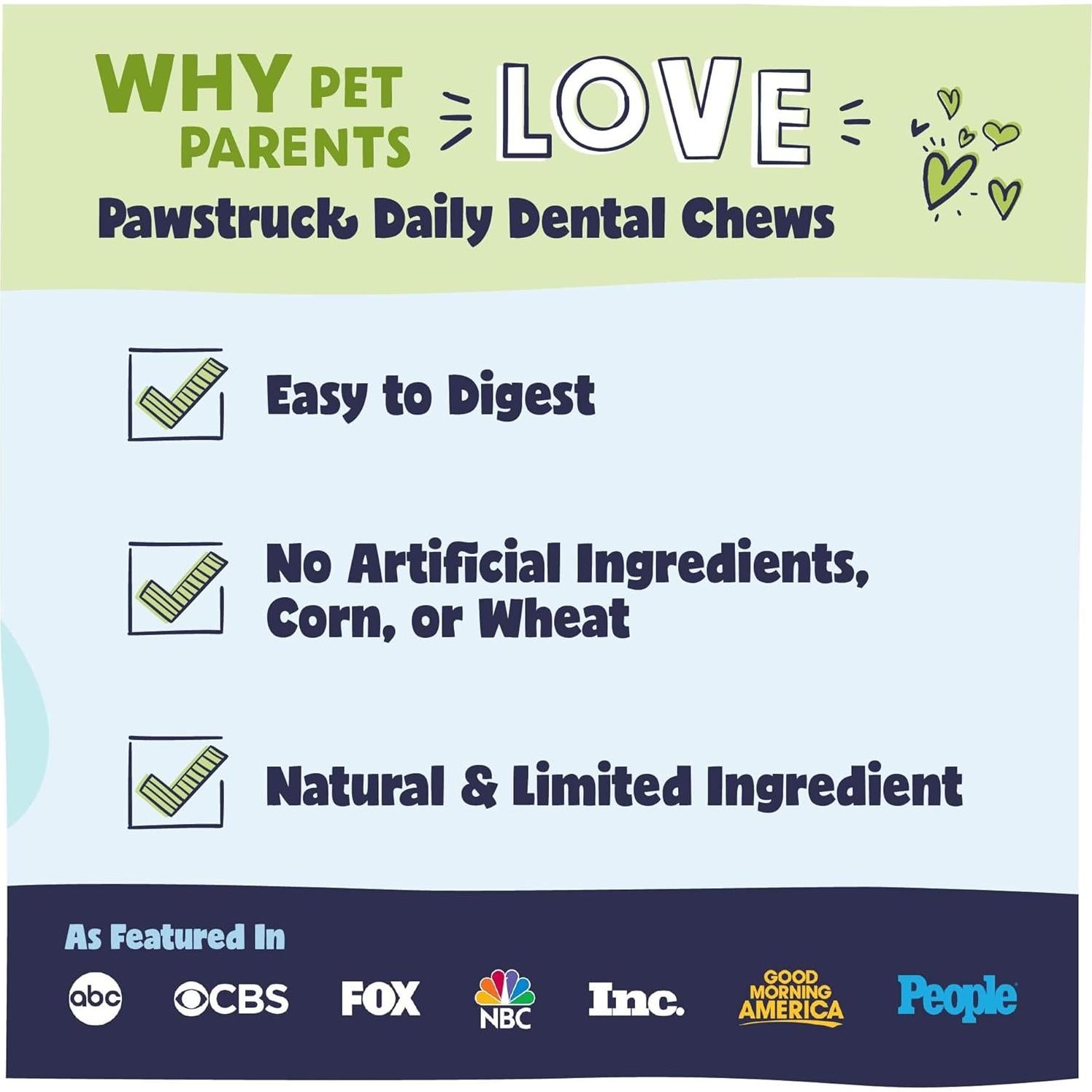 Golosinas Dentales Naturales Pawstruck para Perros Pequeños - 15 Unidades