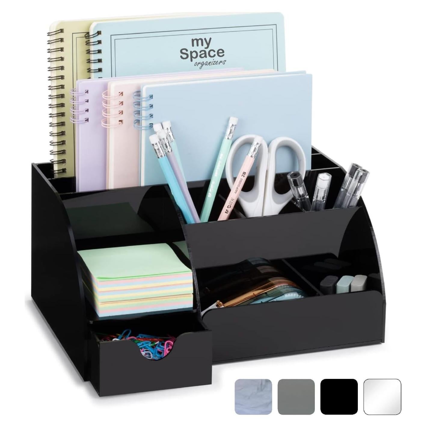 Organizador de Escritorio Acrílico Negro Mis Organizadores 9 Compartimentos