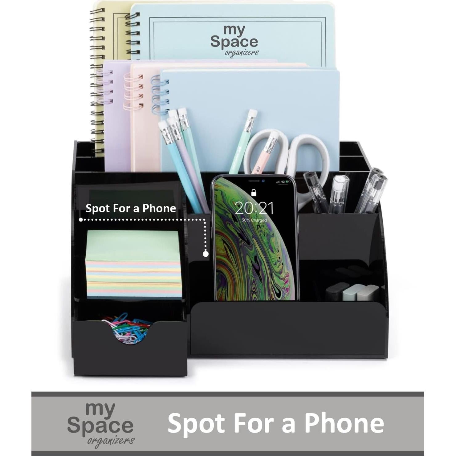 Organizador de Escritorio Acrílico Negro Mis Organizadores 9 Compartimentos