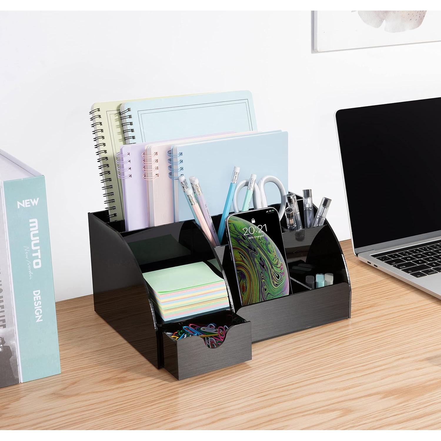 Organizador de Escritorio Acrílico Negro Mis Organizadores 9 Compartimentos