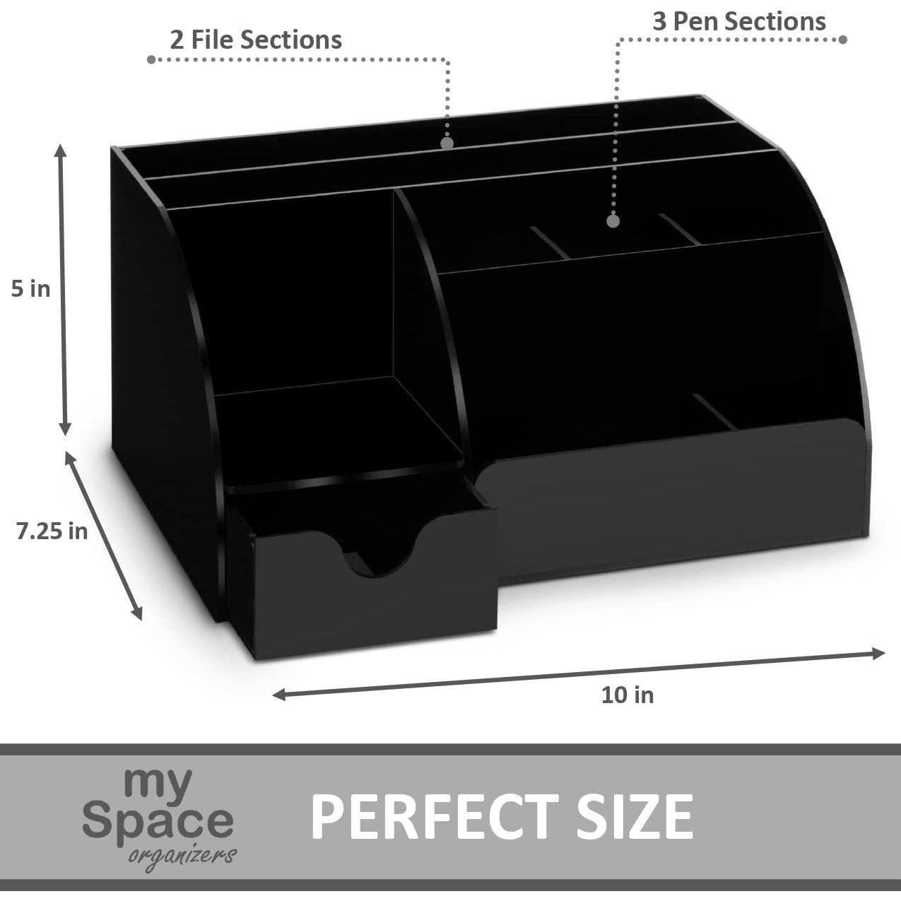 Organizador de Escritorio Acrílico Negro Mis Organizadores 9 Compartimentos