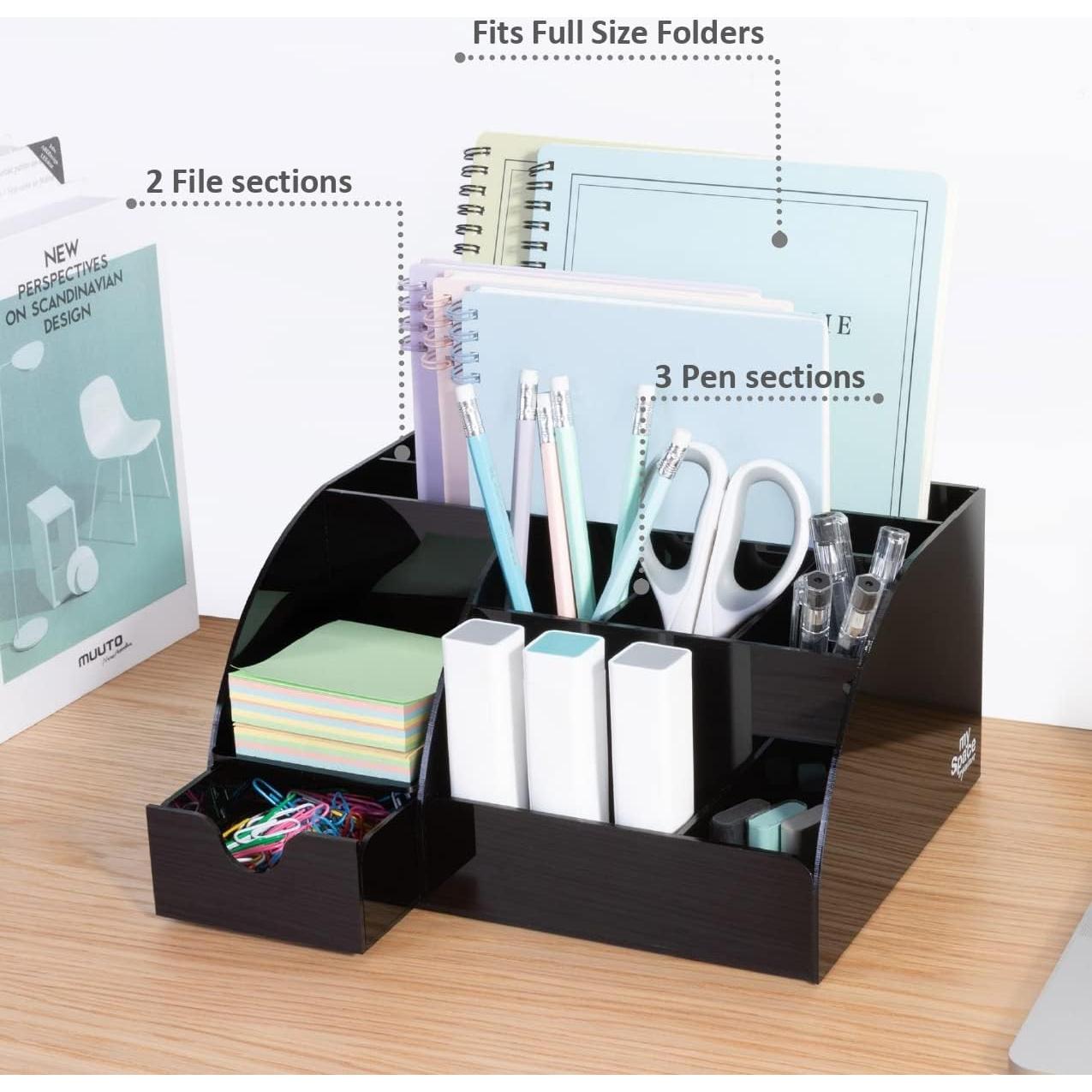 Organizador de Escritorio Acrílico Negro Mis Organizadores 9 Compartimentos