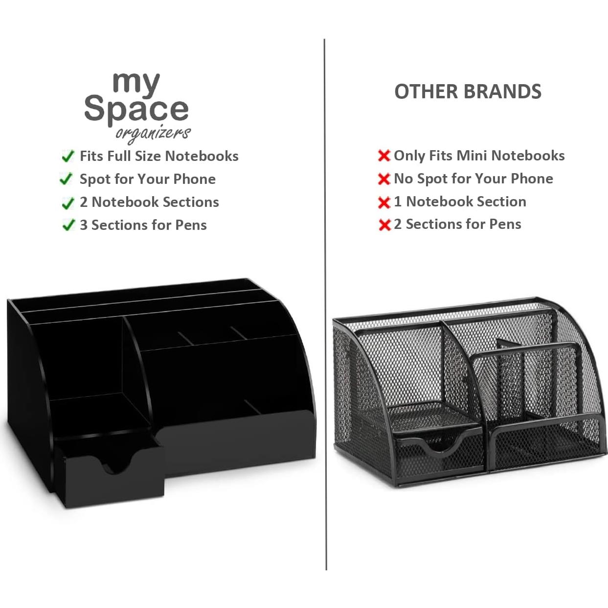 Organizador de Escritorio Acrílico Negro Mis Organizadores 9 Compartimentos