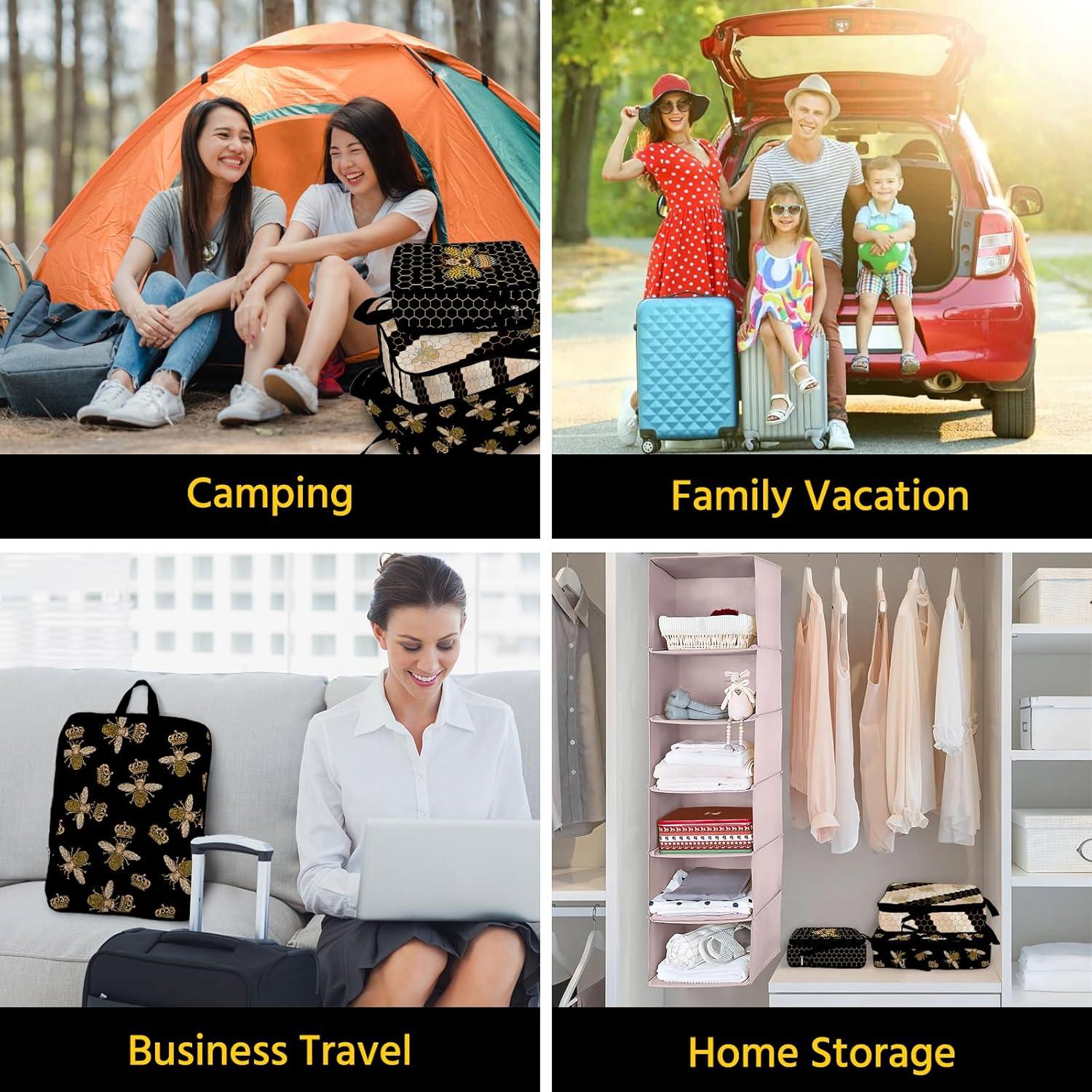 Set de 6 Cubos de Compresión Impermeables Ysnifeiw - Abejas Negras