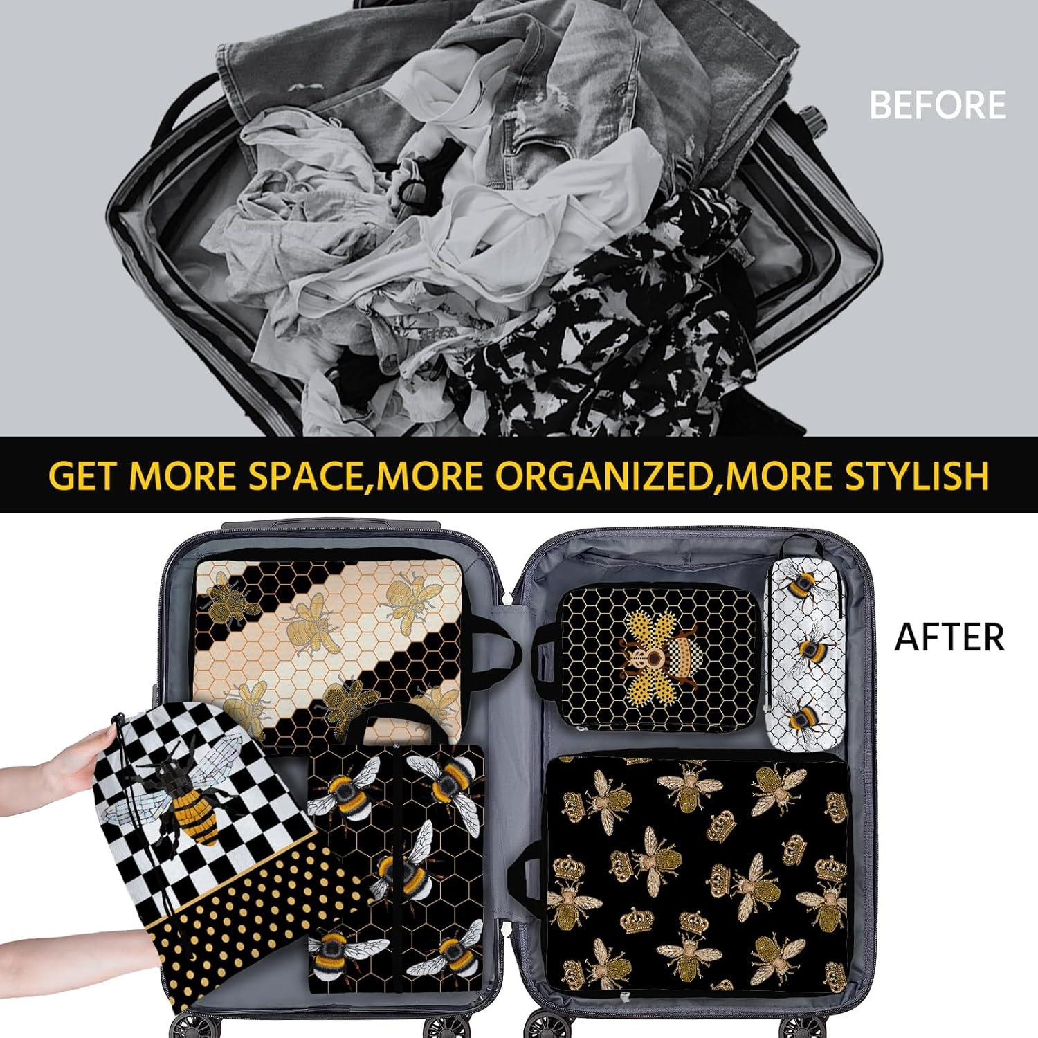 Set de 6 Cubos de Compresión Impermeables Ysnifeiw - Abejas Negras