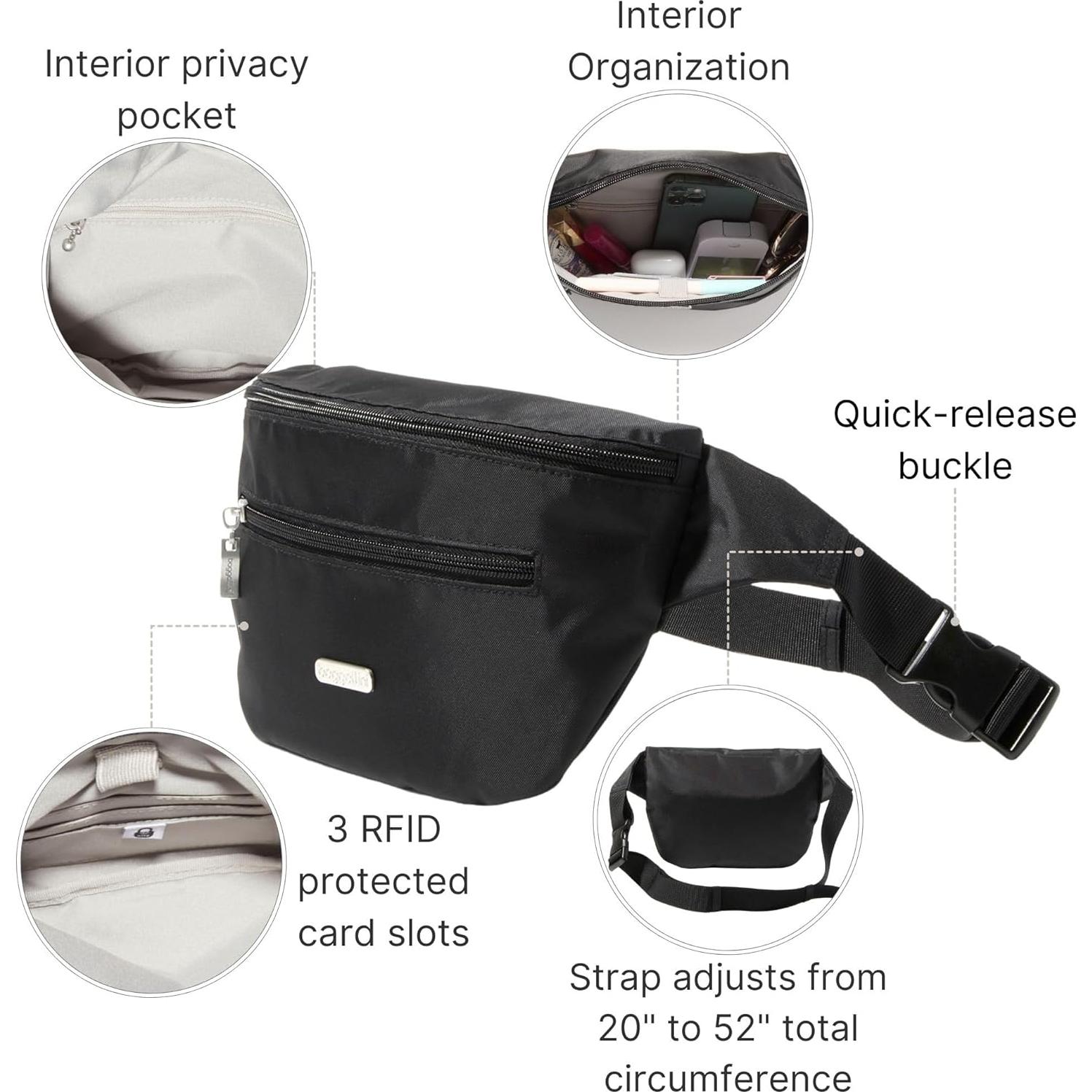 Bolsa de Cintura Baggallini EBB928 con RFID y Correa Ajustable