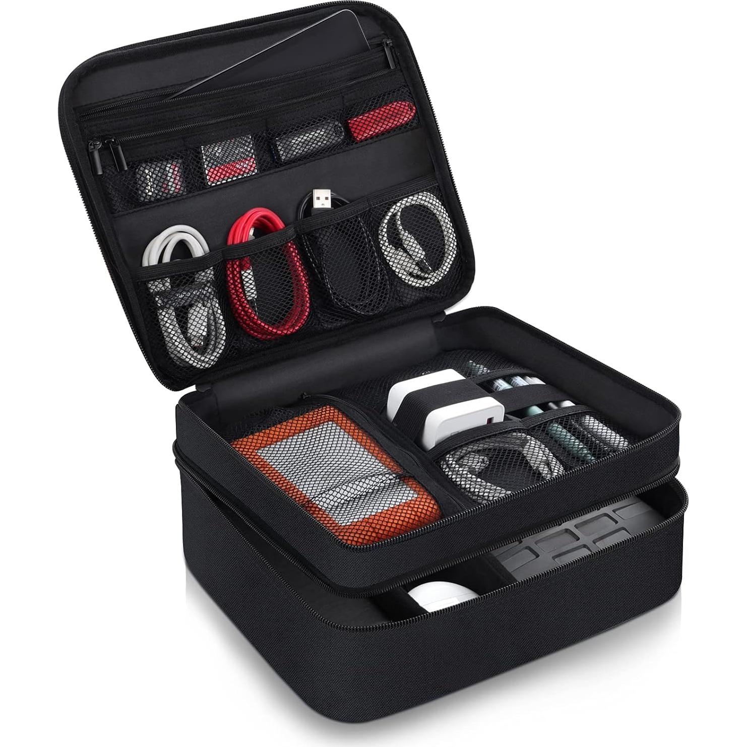 Organizador de Viaje Electrónico Smof Grande Negro 3 Capas