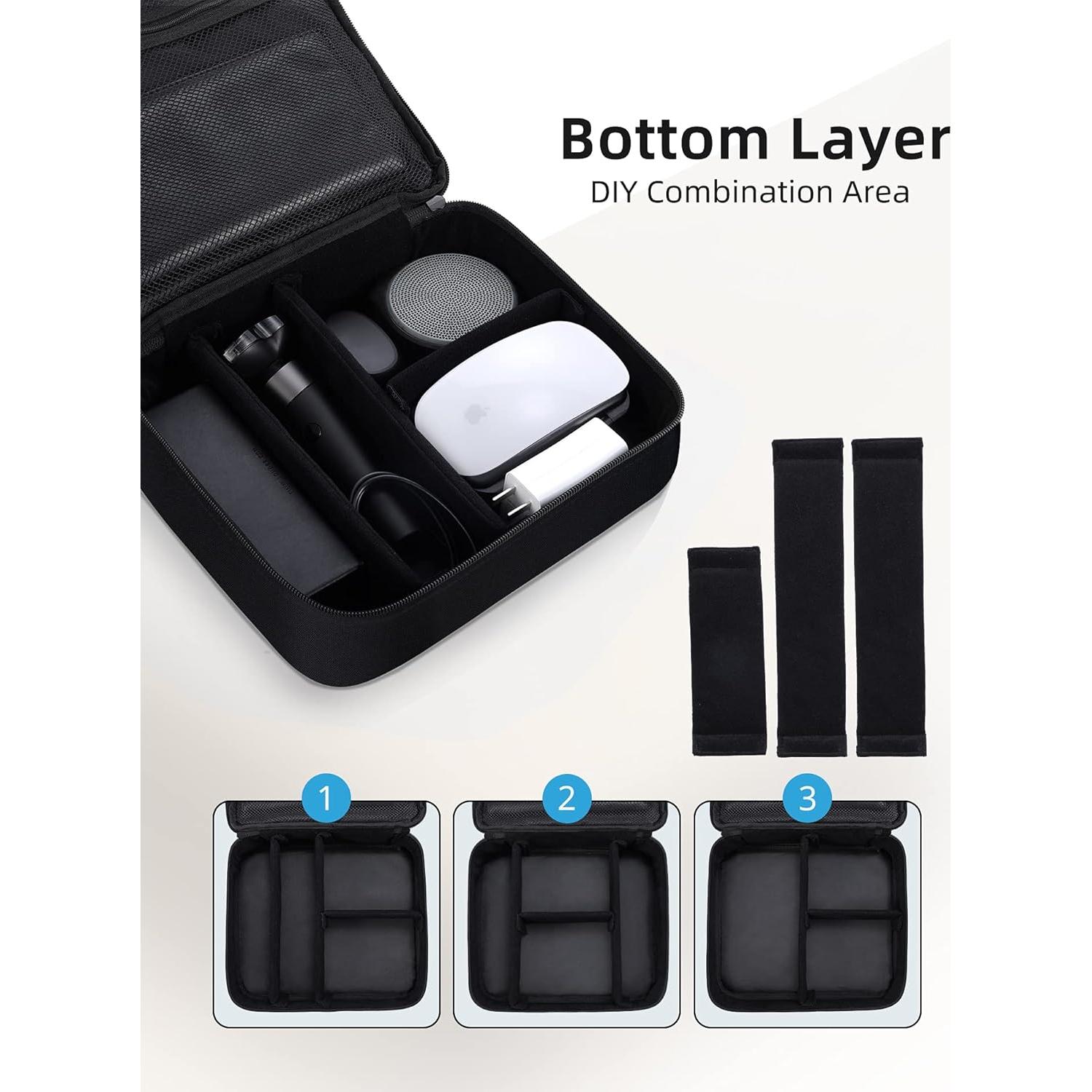 Organizador de Viaje Electrónico Smof Grande Negro 3 Capas