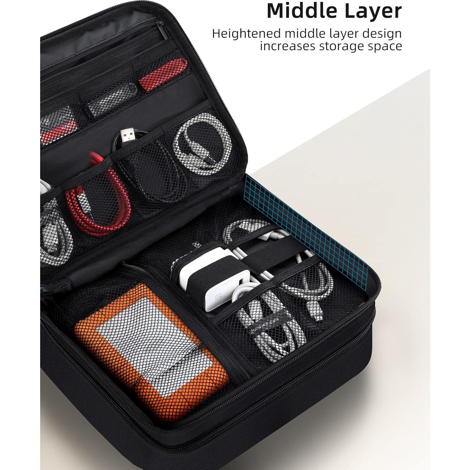 Organizador de Viaje Electrónico Smof Grande Negro 3 Capas