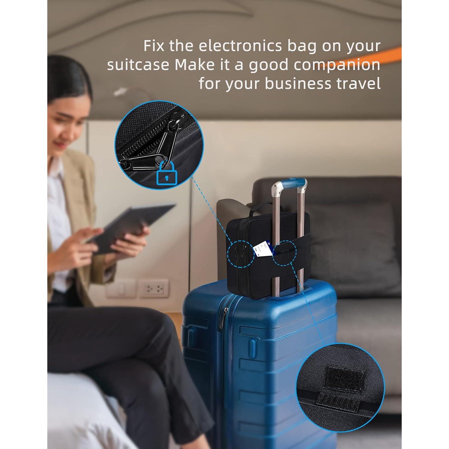 Organizador de Viaje Electrónico Smof Grande Negro 3 Capas