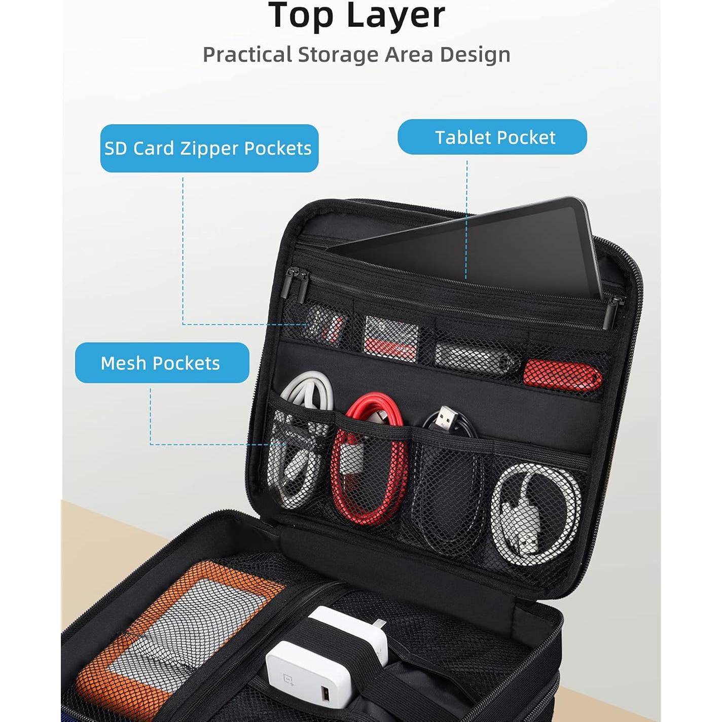 Organizador de Viaje Electrónico Smof Grande Negro 3 Capas