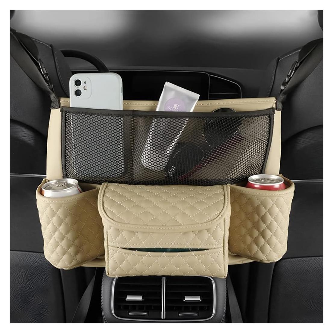 Soporte de Bolso para Automóvil zipelo Beige, Cuero PU Multifuncional