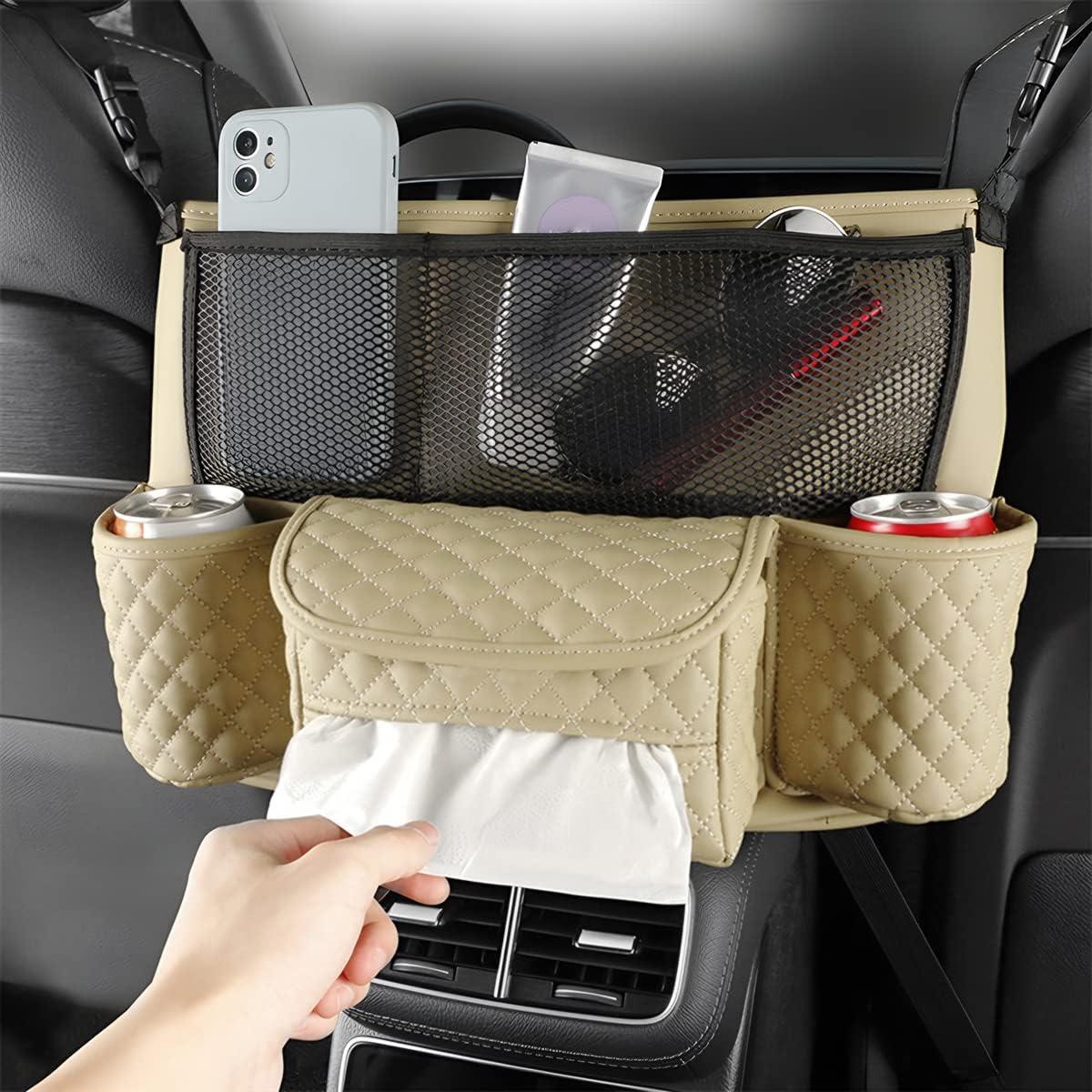 Soporte de Bolso para Automóvil zipelo Beige, Cuero PU Multifuncional