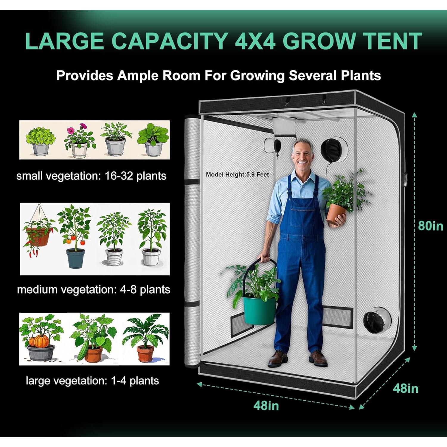 Carpa de Cultivo Interior SNIGJAT 120x120x203 cm con Mylar