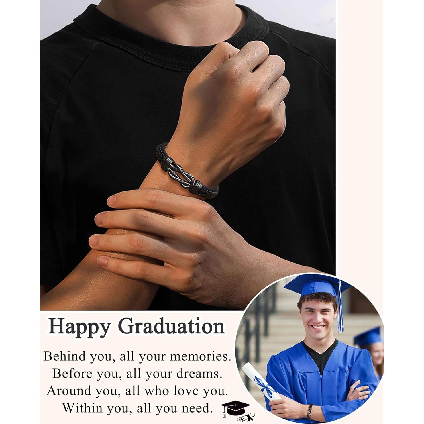 Pulsera de Cuero y Acero Inoxidable Forever para Niños 19 cm