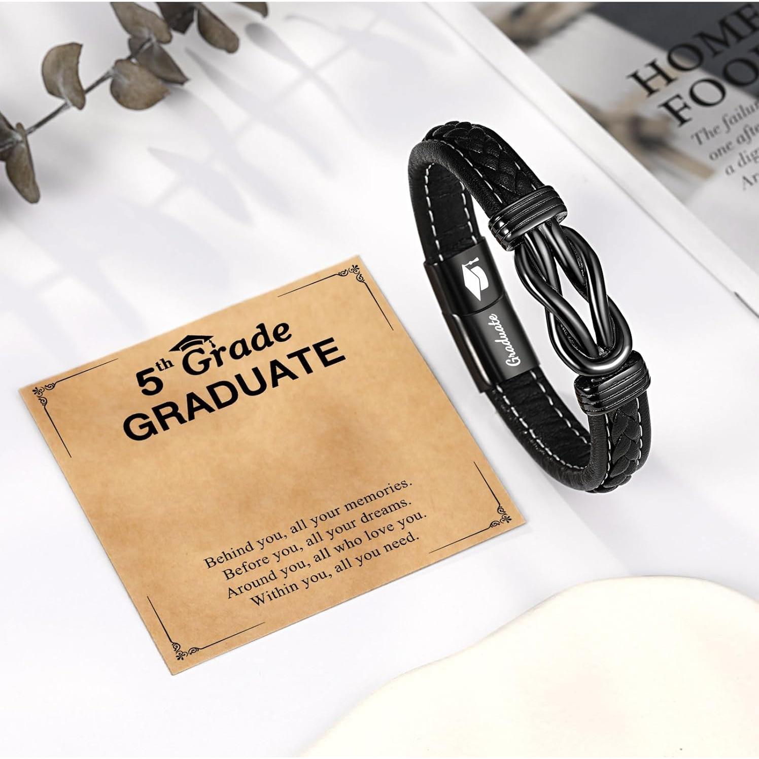 Pulsera de Cuero y Acero Inoxidable Forever para Niños 19 cm