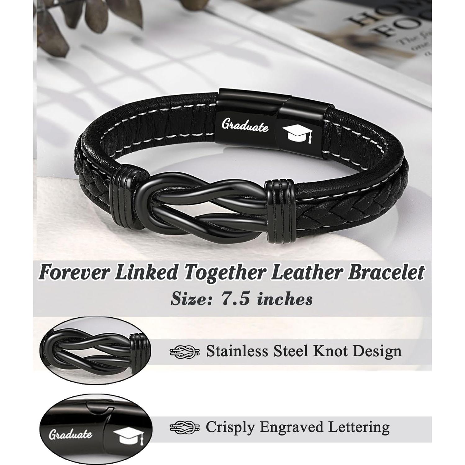 Pulsera de Cuero y Acero Inoxidable Forever para Niños 19 cm