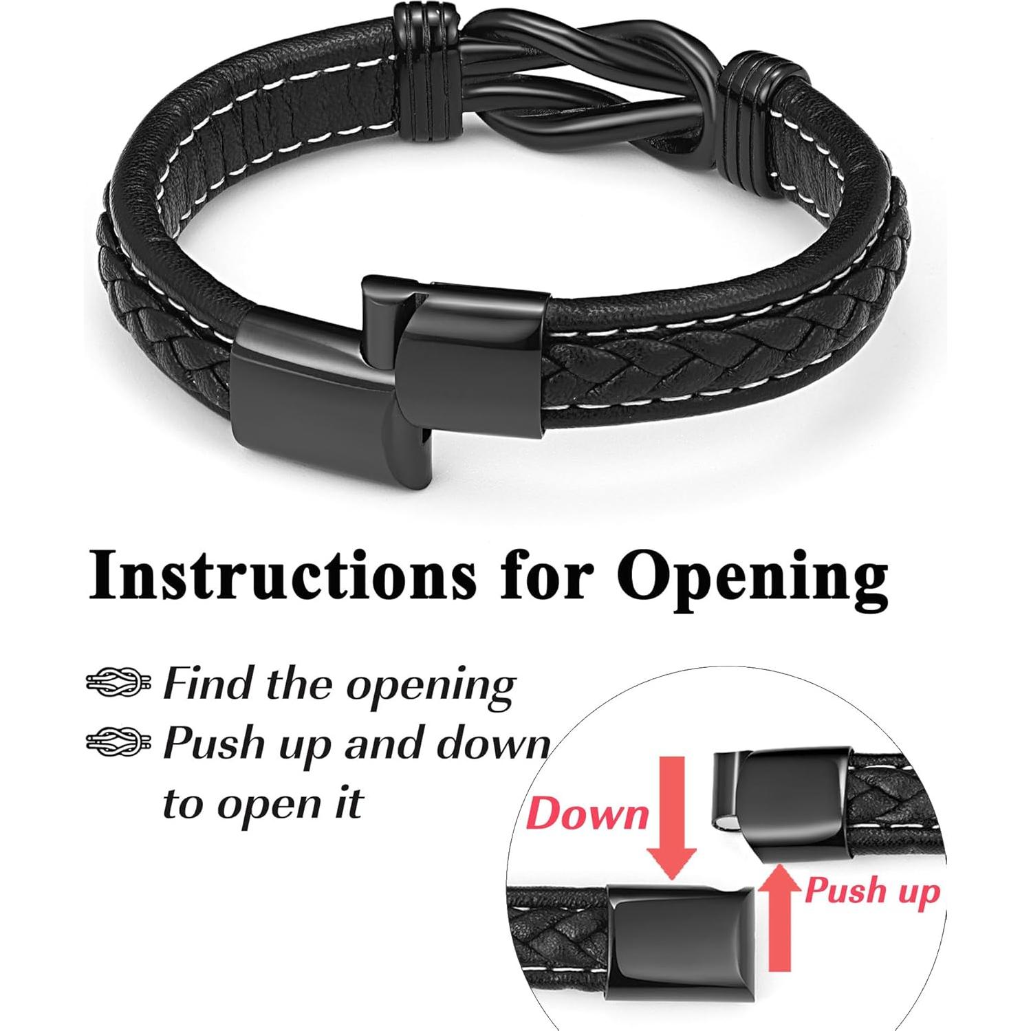 Pulsera de Cuero y Acero Inoxidable Forever para Niños 19 cm