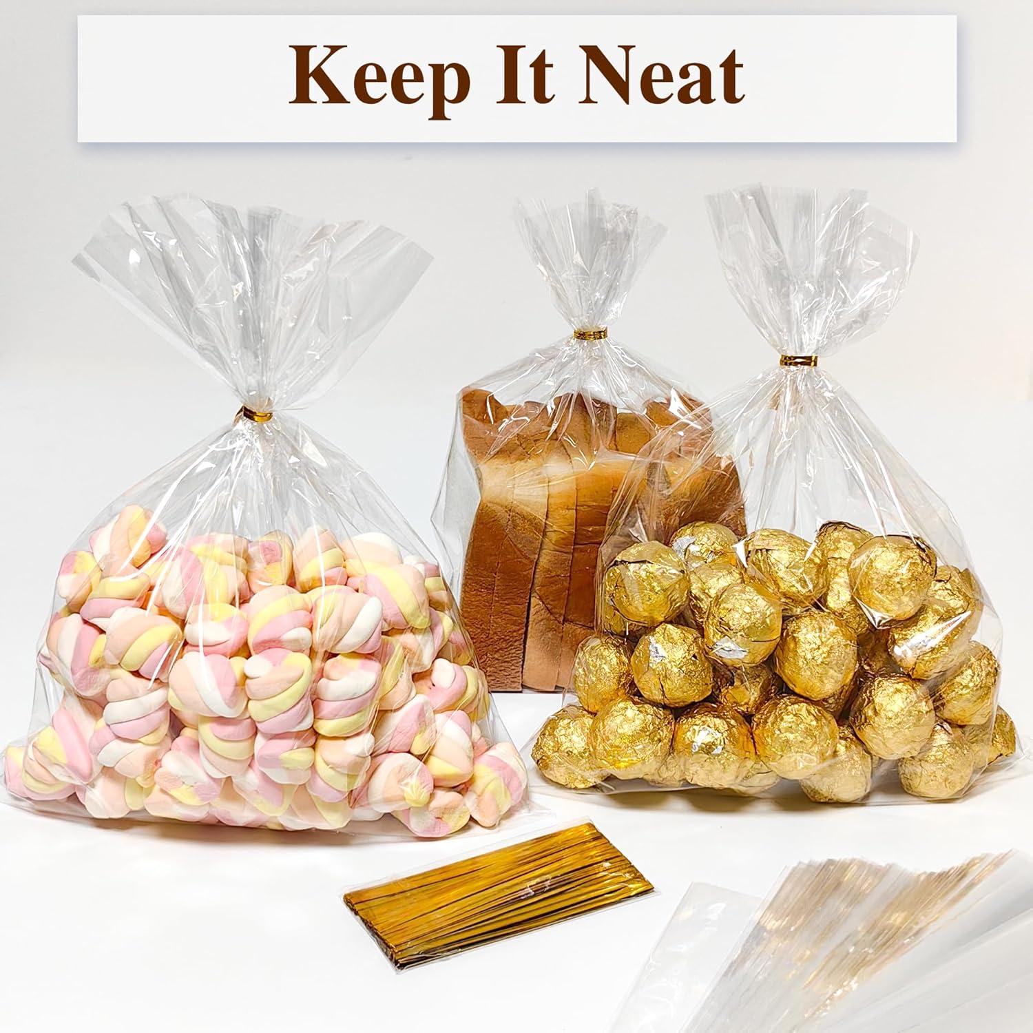 Bolsas de Celofán Transparentes QOIUSO 100 Pcs 25x36 cm