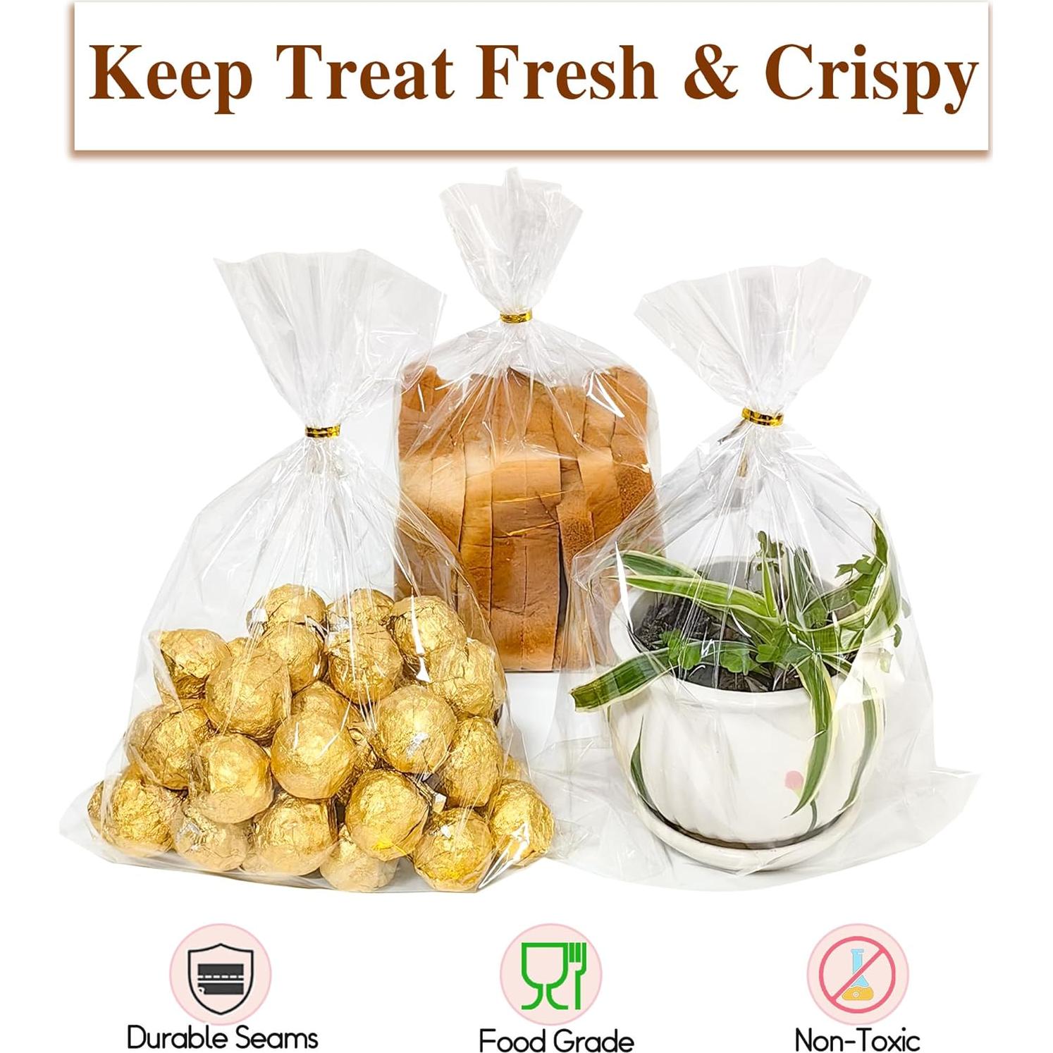 Bolsas de Celofán Transparentes QOIUSO 100 Pcs 25x36 cm