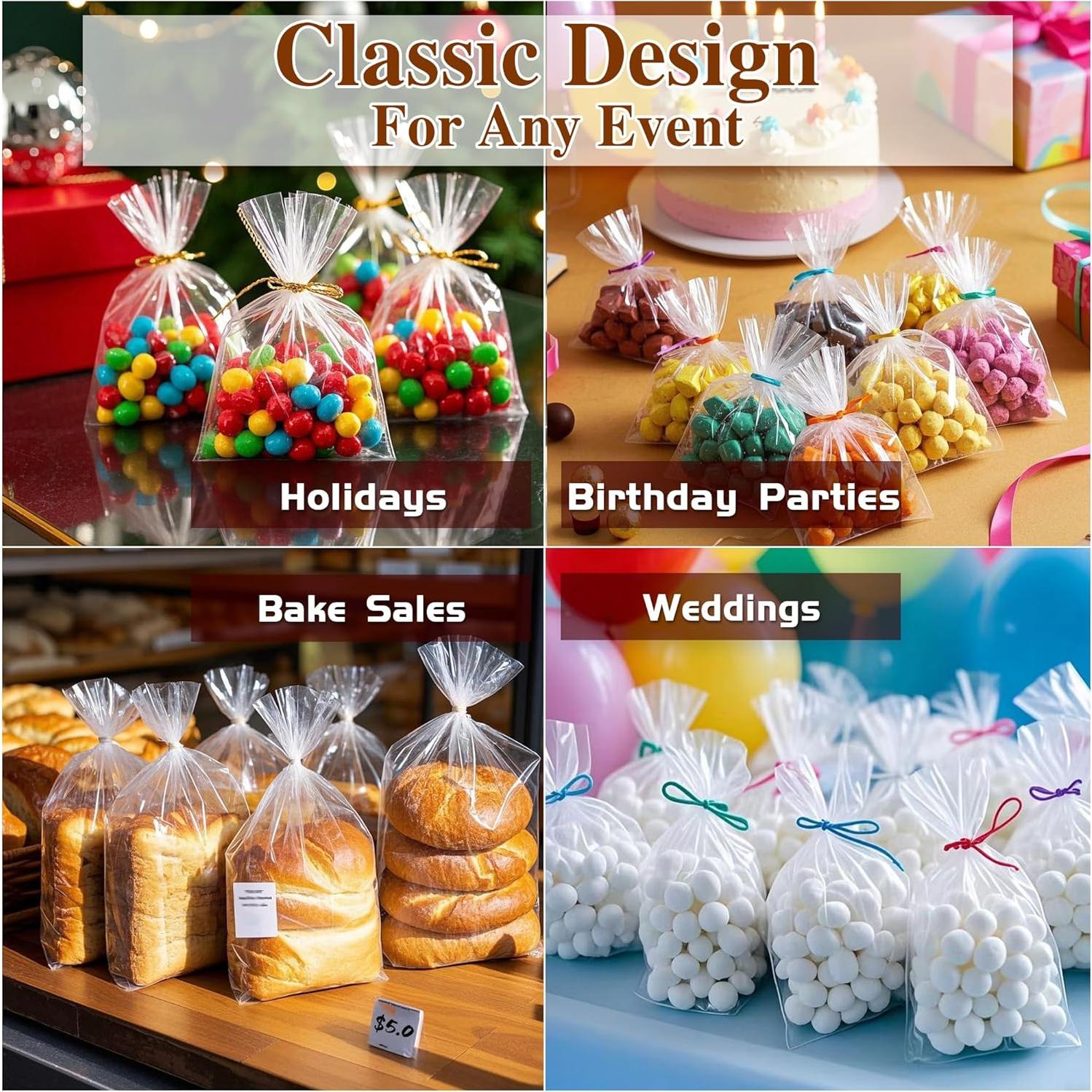 Bolsas de Celofán Transparentes QOIUSO 100 Pcs 25x36 cm