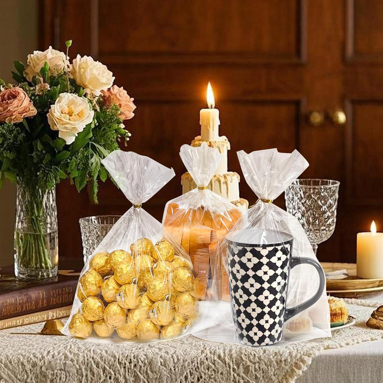 Bolsas de Celofán Transparentes QOIUSO 100 Pcs 25x36 cm