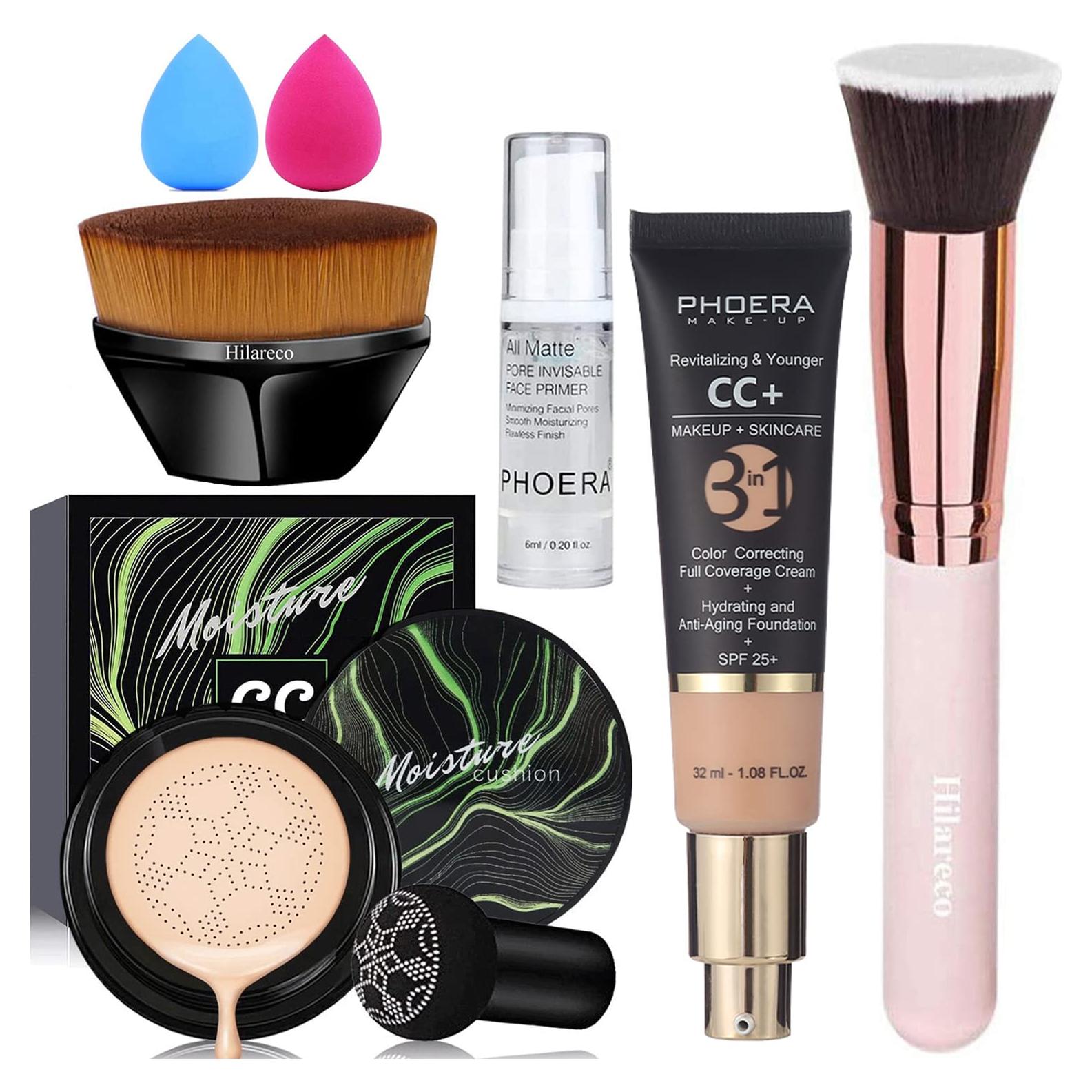 Crema CC Air Cushion PHOERA 4.8g Hidratante SPF 25+ + Brocha Kabuki