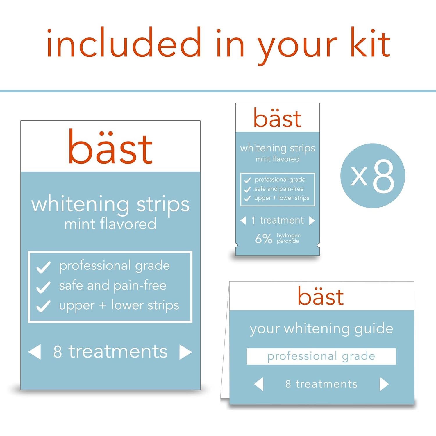Tiras Blanqueadoras de Dientes Bäst Sabor Menta - 8 Paquete